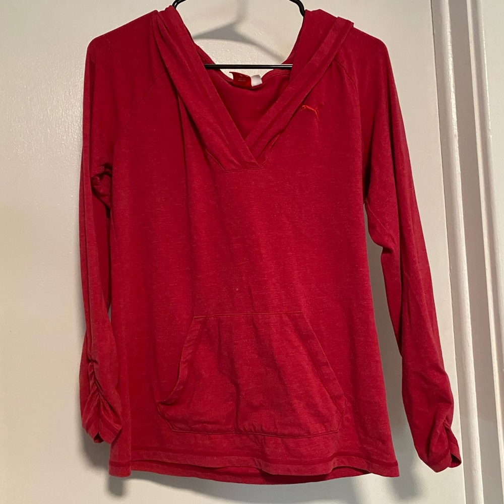 Puma pink hooded 3/4 sleeve top size medium